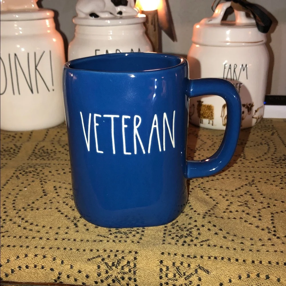 Rae Dunn VETERAN Mug Blue